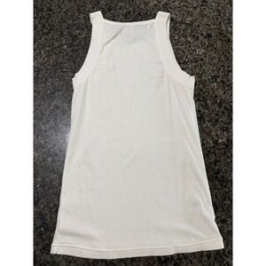 Rico Mens Ribbed Tank Top Cream White Square Neck Slim Fit Size L